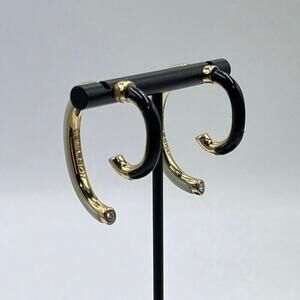 DEMARSON Luna Black Cream Half Hoop Front‎ Back Resin Versatile Earrings